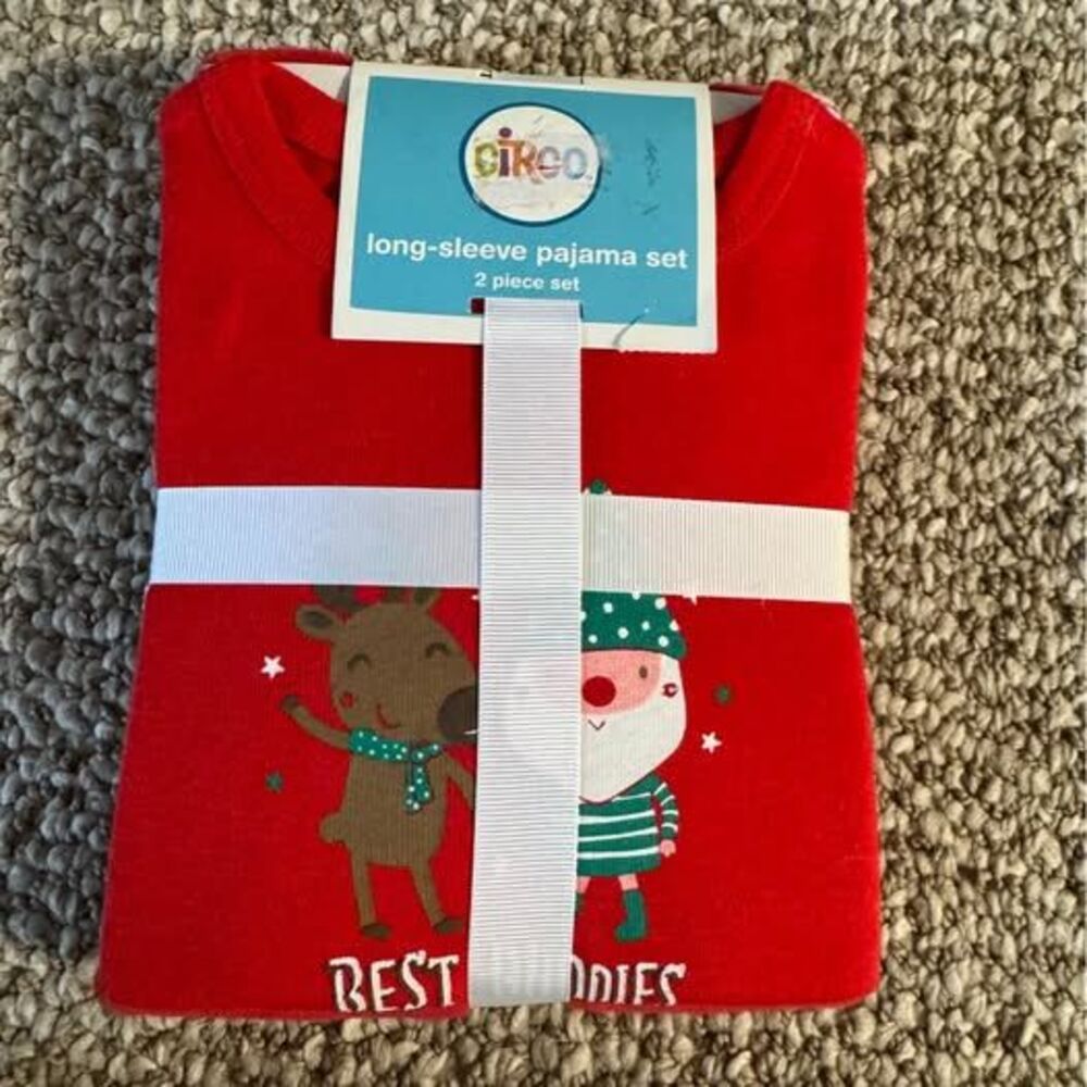 Circo Christmas Pajama Set 2pc NWT Santa Reindeer Best Buddies Red 12 Months